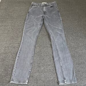 Abercrombie & Fitch The Skinny High Rise 0L/25 Tall Gray Denim Grunge Indie Boho